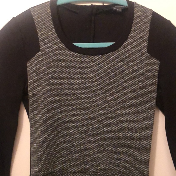 French Connection Grey Black Tweed Knit Long Sleeve Dress 0 XS - Picture 3 of 6